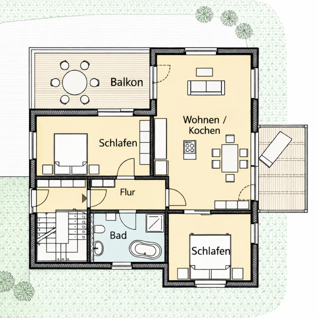 Wohung 2 - EG mit Balkonen
