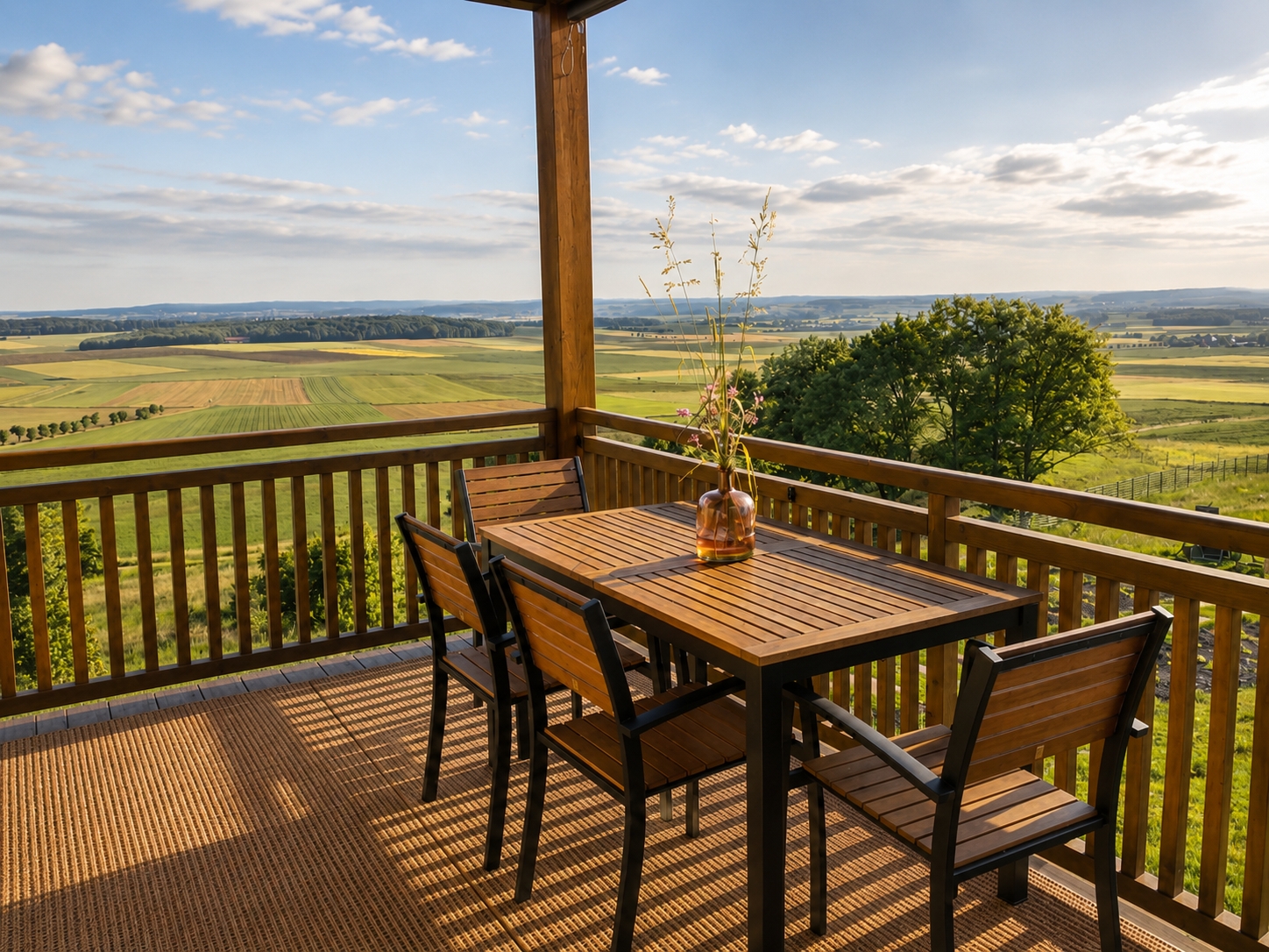 Holzbalkon mit Panoramablick